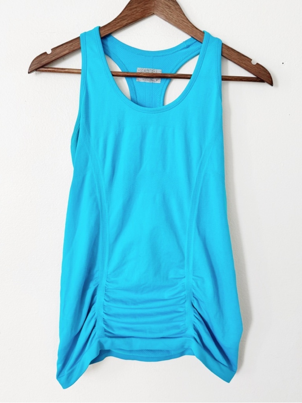 Athleta Bright Turquoise Racerback Tank with Front Ruching medium - Picture 2 of 6